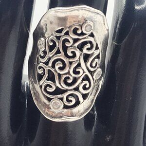 Shablool Didae Sterling Silver Scroll Ring Size 7.5 One of a kind Israel Israeli
